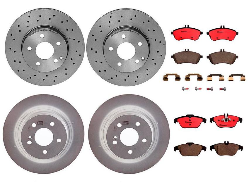 Mercedes Brakes Kit - Pads & Rotors Front and Rear (295mm/300mm) (Ceramic) 2044231512 - Brembo 3089357KIT